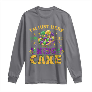Funny Mardi Gras Long Sleeve Shirt I'm Just Here For The King Cake TS09 Charcoal Print Your Wear