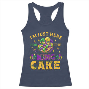 Funny Mardi Gras Racerback Tank Top I'm Just Here For The King Cake TS09 Navy Print Your Wear
