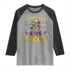 Funny Mardi Gras Raglan Shirt I'm Just Here For The King Cake TS09 Sport Gray Black Print Your Wear