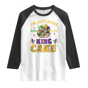 Funny Mardi Gras Raglan Shirt I'm Just Here For The King Cake TS09 White Black Print Your Wear