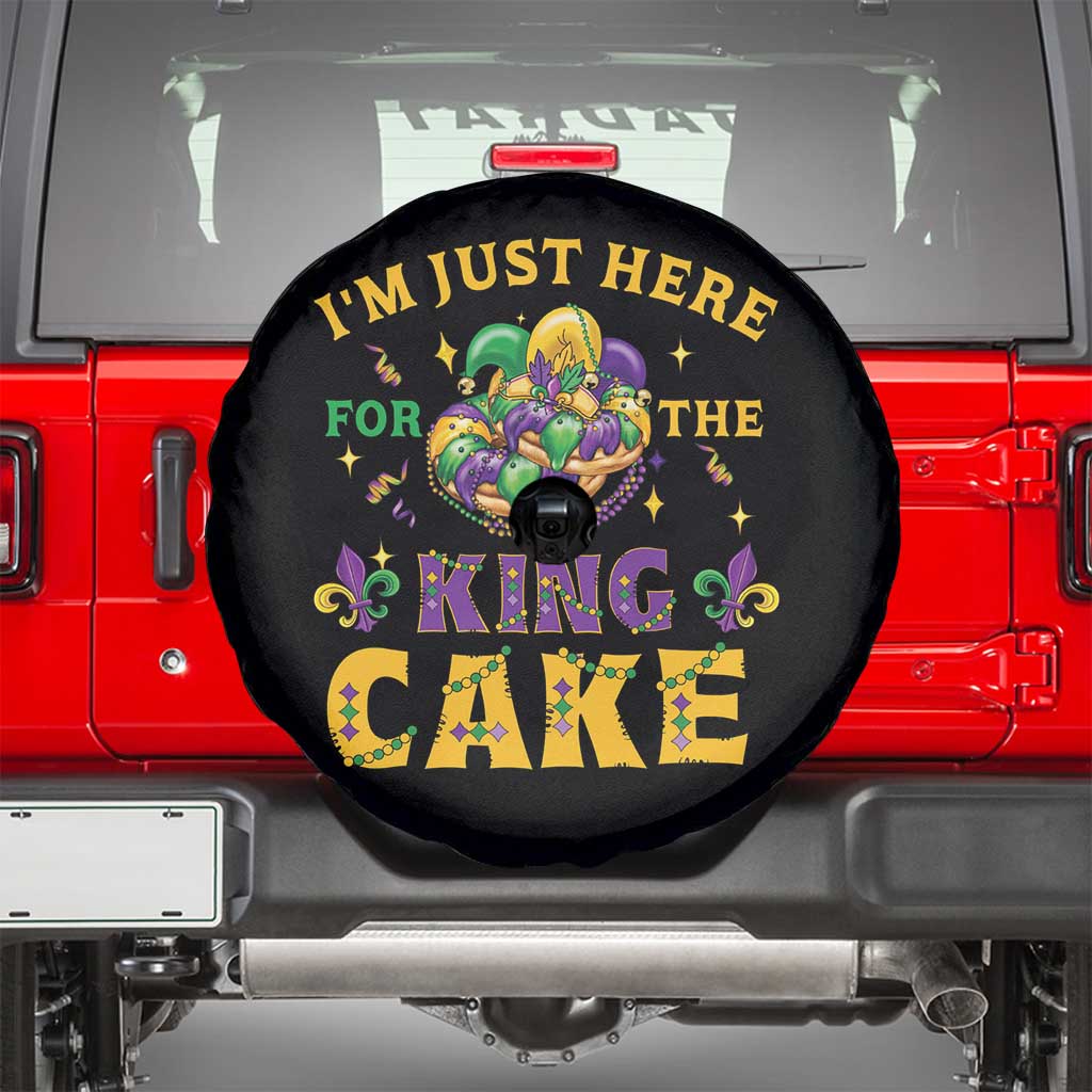 Funny Mardi Gras Spare Tire Cover I'm Just Here For The King Cake TS09 Black Print Your Wear