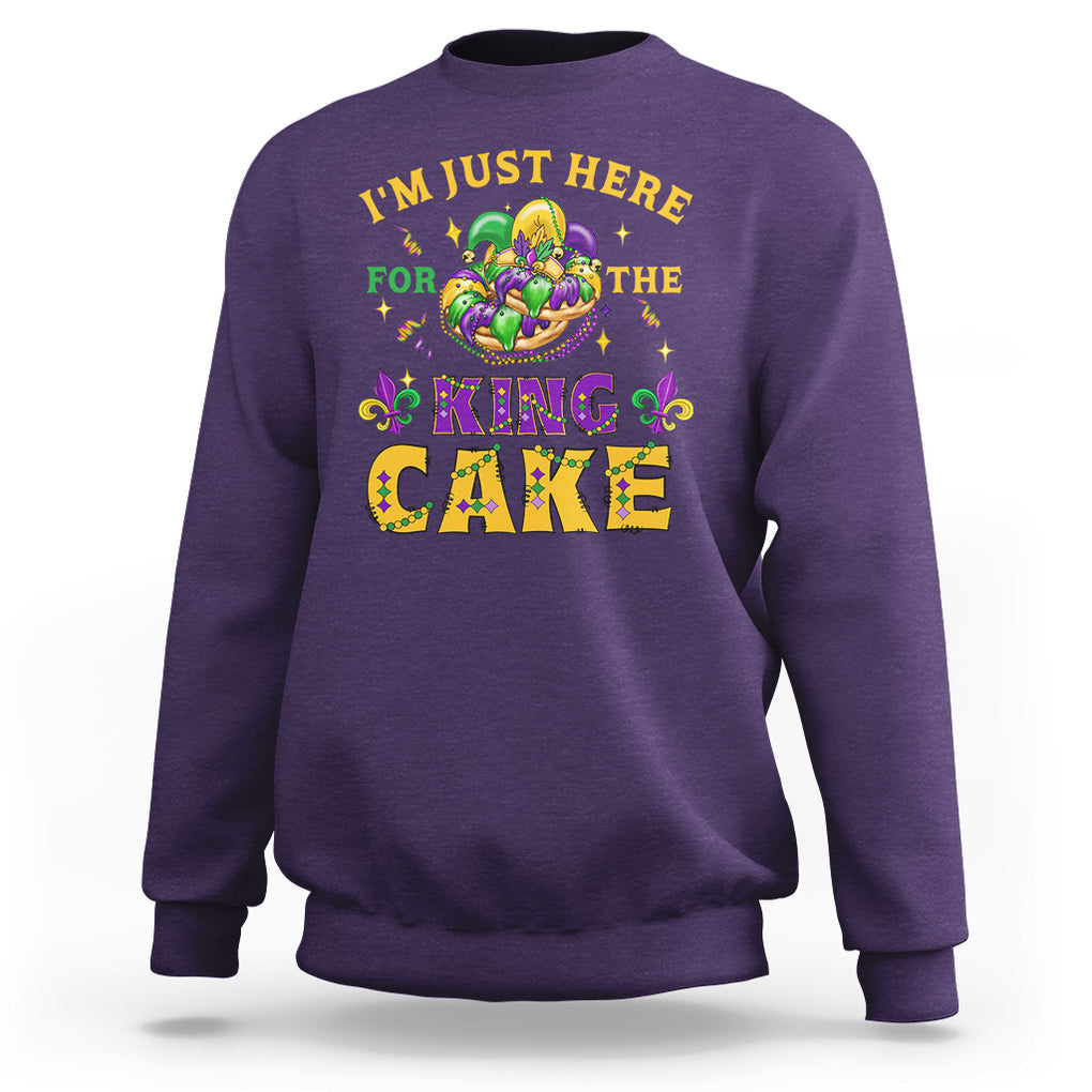 Funny Mardi Gras Sweatshirt I'm Just Here For The King Cake TS09 Purple Printyourwear