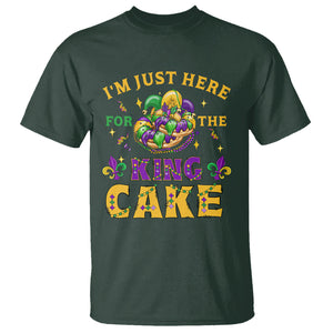 Funny Mardi Gras T Shirt I'm Just Here For The King Cake TS09 Dark Forest Green Printyourwear