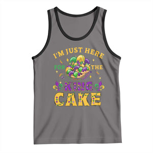 Funny Mardi Gras Tank Top I'm Just Here For The King Cake TS09 Deep Heather Black Print Your Wear