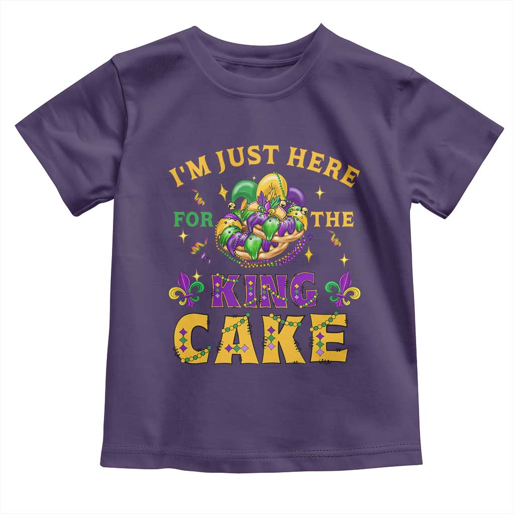 Funny Mardi Gras Toddler T Shirt I'm Just Here For The King Cake TS09 Purple Print Your Wear