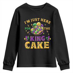 Funny Mardi Gras Youth Sweatshirt I'm Just Here For The King Cake TS09 Black Print Your Wear