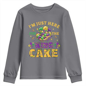 Funny Mardi Gras Youth Sweatshirt I'm Just Here For The King Cake TS09 Charcoal Print Your Wear