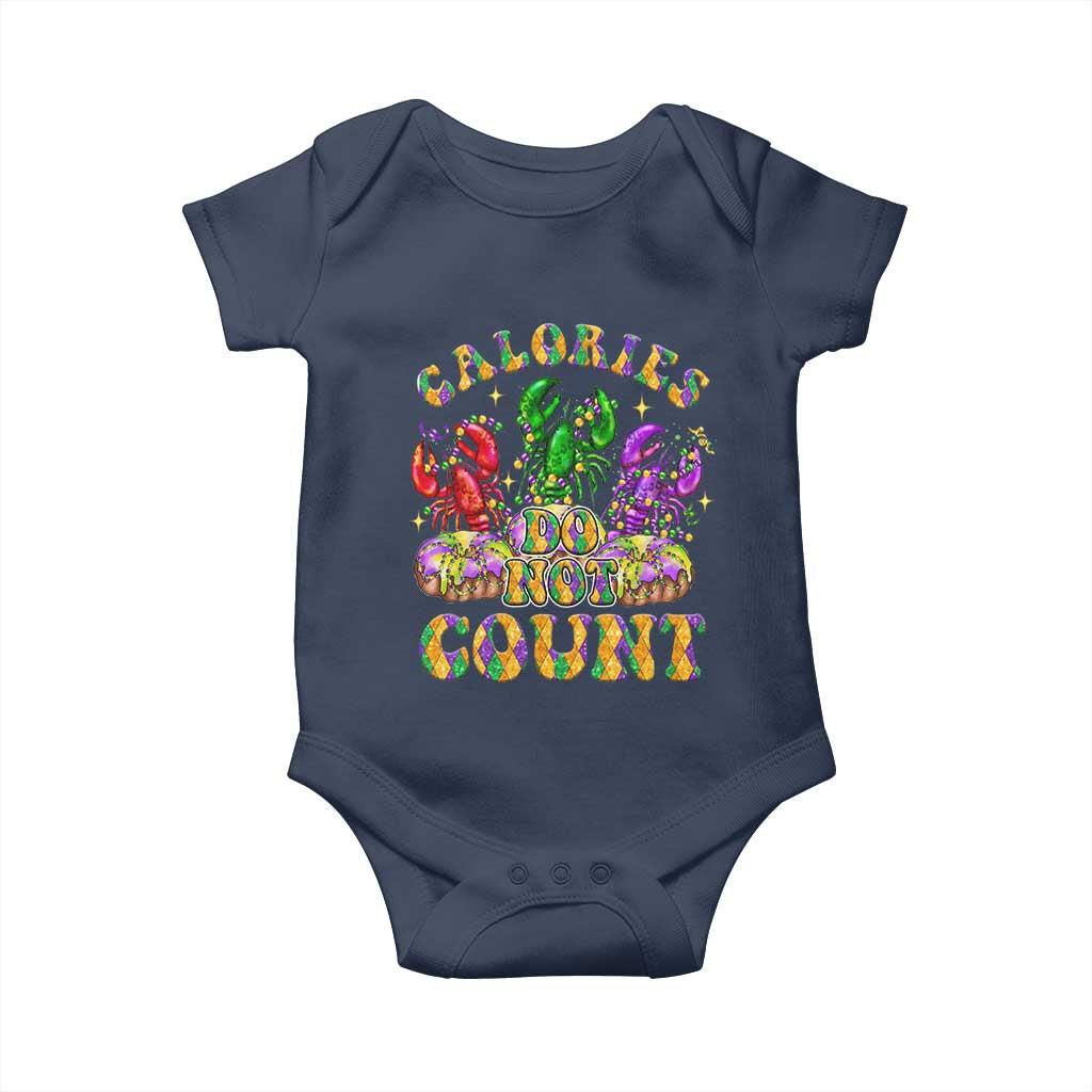 Funny Mardi Gras Baby Onesie King Cake Calories Dont Count TS09 Navy Print Your Wear