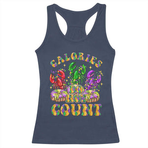 Funny Mardi Gras Racerback Tank Top King Cake Calories Dont Count TS09 Navy Print Your Wear