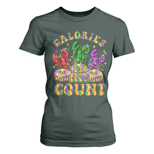 Funny Mardi Gras T Shirt For Women King Cake Calories Dont Count TS09 Dark Forest Green Print Your Wear