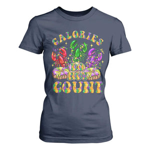 Funny Mardi Gras T Shirt For Women King Cake Calories Dont Count TS09 Navy Print Your Wear