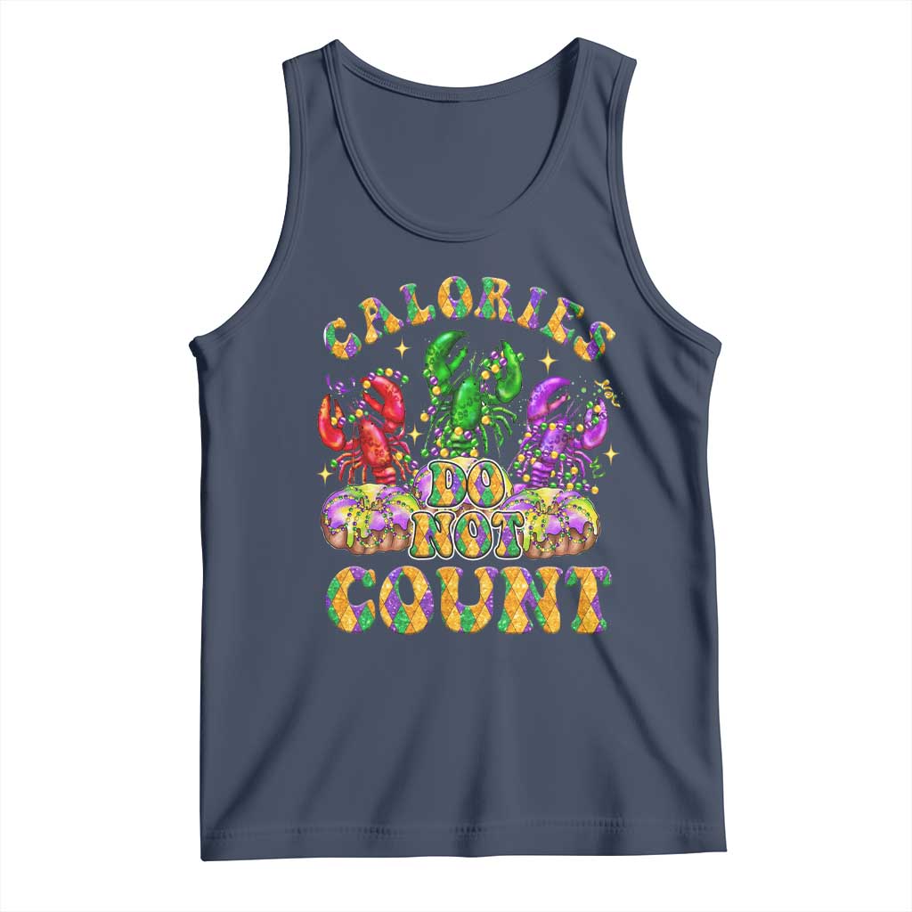 Funny Mardi Gras Tank Top King Cake Calories Dont Count TS09 Navy Print Your Wear
