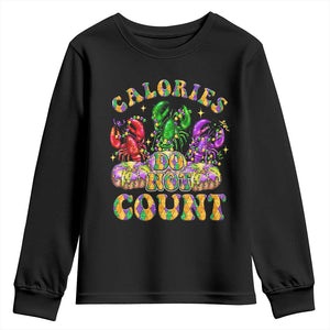 Funny Mardi Gras Youth Sweatshirt King Cake Calories Dont Count TS09 Black Print Your Wear