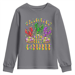 Funny Mardi Gras Youth Sweatshirt King Cake Calories Dont Count TS09 Charcoal Print Your Wear