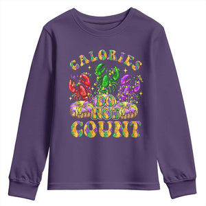 Funny Mardi Gras Youth Sweatshirt King Cake Calories Dont Count TS09 Purple Print Your Wear