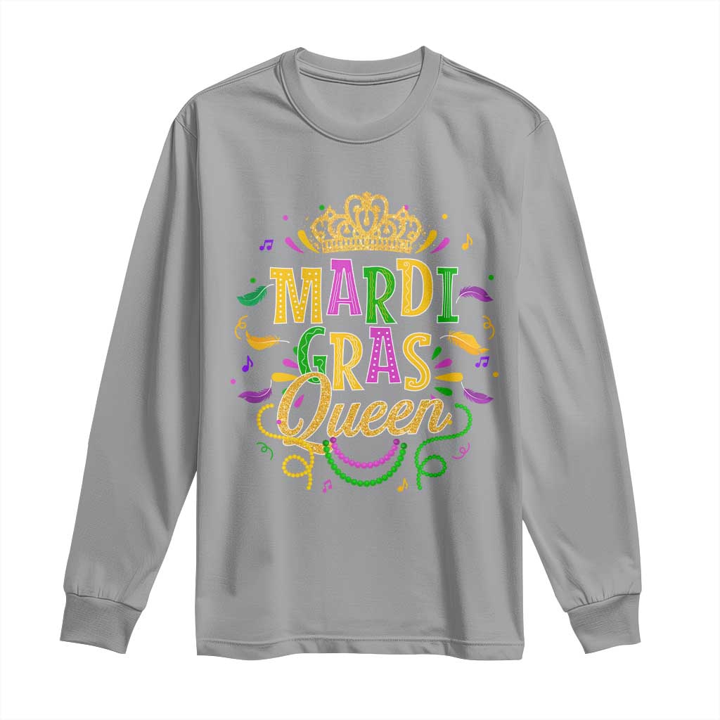 Mardi Gras Queen Long Sleeve Shirt Parade Party Fat Tuesday New Orleans TS09 Sport Gray Print Your Wear