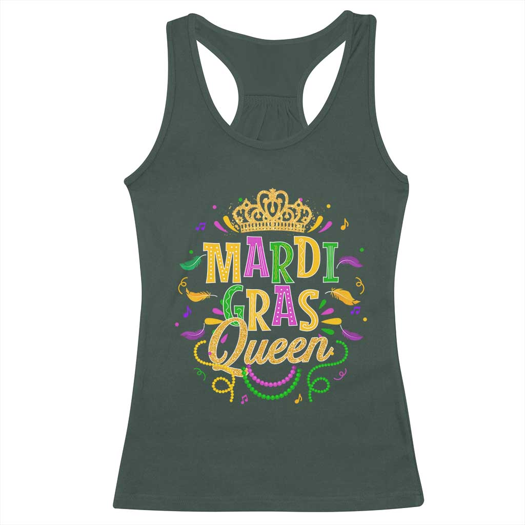 Mardi Gras Queen Racerback Tank Top Parade Party Fat Tuesday New Orleans TS09 Dark Forest Green Print Your Wear