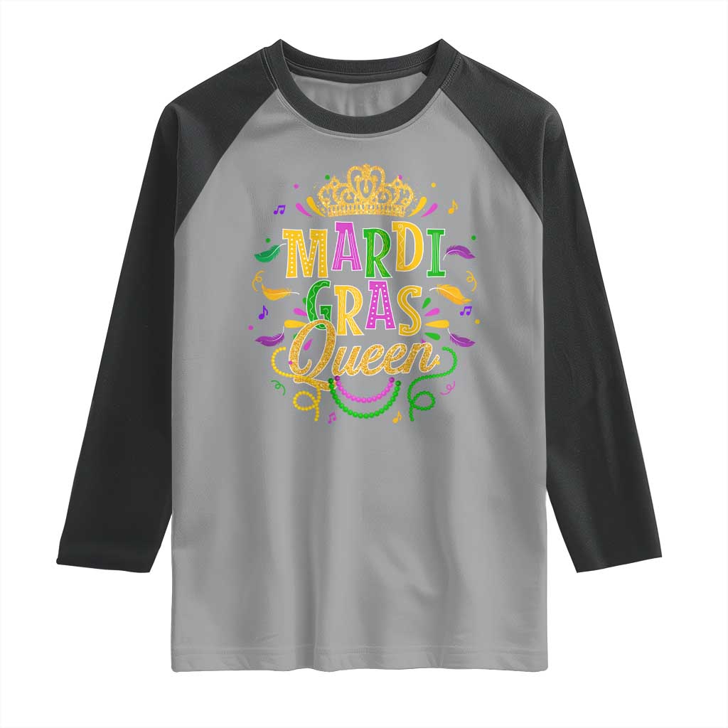 Mardi Gras Queen Raglan Shirt Parade Party Fat Tuesday New Orleans TS09 Sport Gray Black Print Your Wear