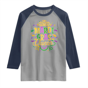 Mardi Gras Queen Raglan Shirt Parade Party Fat Tuesday New Orleans TS09 Sport Gray Navy Print Your Wear