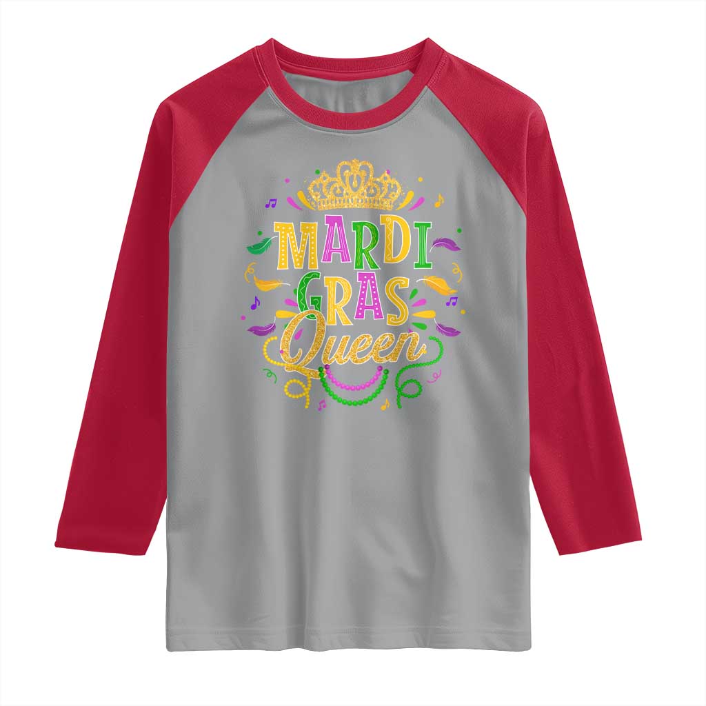 Mardi Gras Queen Raglan Shirt Parade Party Fat Tuesday New Orleans TS09 Sport Gray Red Print Your Wear