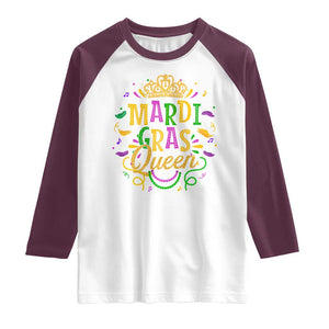 Mardi Gras Queen Raglan Shirt Parade Party Fat Tuesday New Orleans TS09 White Maroon Print Your Wear