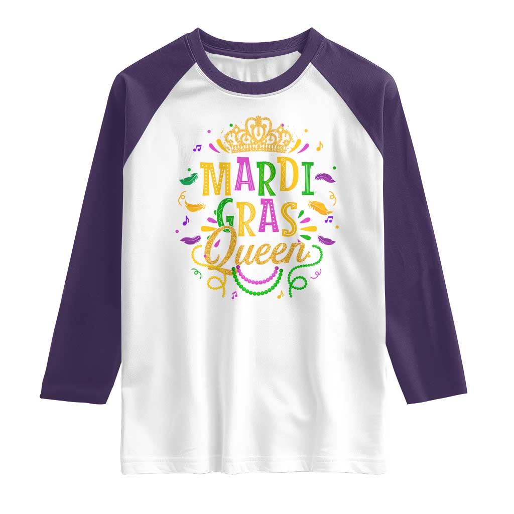 Mardi Gras Queen Raglan Shirt Parade Party Fat Tuesday New Orleans TS09 White Purple Print Your Wear