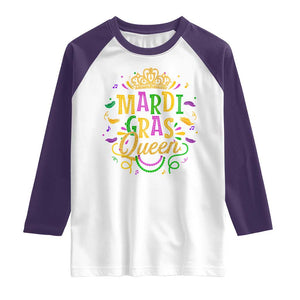 Mardi Gras Queen Raglan Shirt Parade Party Fat Tuesday New Orleans TS09 White Purple Print Your Wear