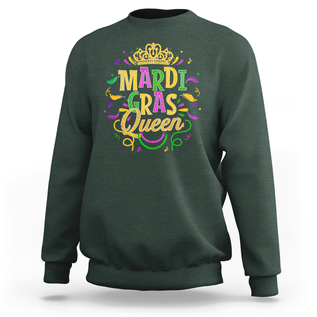 Mardi Gras Queen Sweatshirt Parade Party Fat Tuesday New Orleans TS09 Dark Forest Green Printyourwear