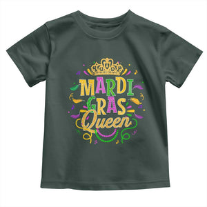 Mardi Gras Queen Toddler T Shirt Parade Party Fat Tuesday New Orleans TS09 Dark Forest Green Print Your Wear