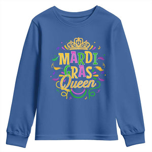 Mardi Gras Queen Youth Sweatshirt Parade Party Fat Tuesday New Orleans TS09 Royal Blue Print Your Wear