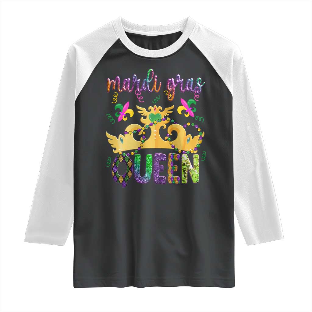 Mardi Gras Queen Carnival New Orleans Raglan Shirt TS09 Black White Print Your Wear