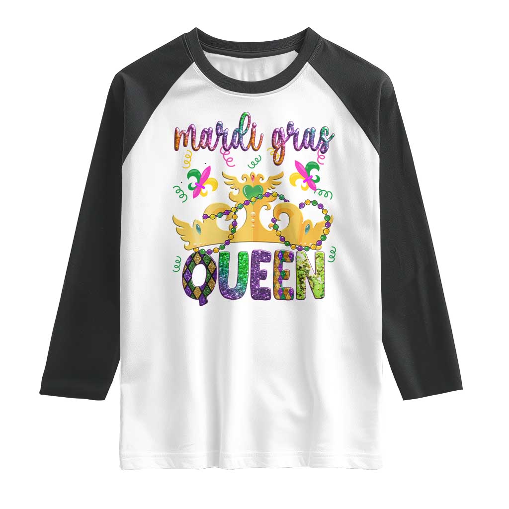 Mardi Gras Queen Carnival New Orleans Raglan Shirt TS09 White Black Print Your Wear