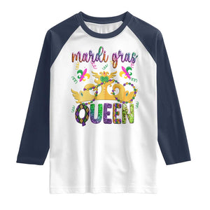 Mardi Gras Queen Carnival New Orleans Raglan Shirt TS09 White Navy Print Your Wear