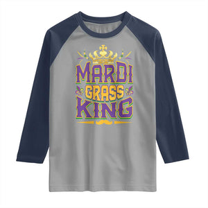 Mardi Gras King Raglan Shirt Parade Party Fat Tuesday New Orleans TS09 Sport Gray Navy Print Your Wear