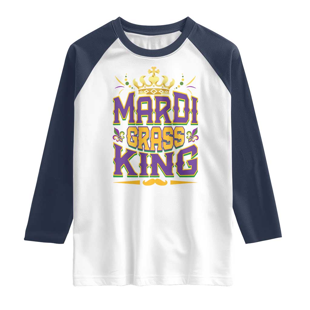 Mardi Gras King Raglan Shirt Parade Party Fat Tuesday New Orleans TS09 White Navy Print Your Wear