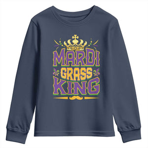 Mardi Gras King Youth Sweatshirt Parade Party Fat Tuesday New Orleans TS09 Navy Print Your Wear