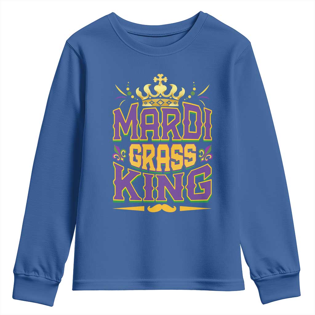 Mardi Gras King Youth Sweatshirt Parade Party Fat Tuesday New Orleans TS09 Royal Blue Print Your Wear