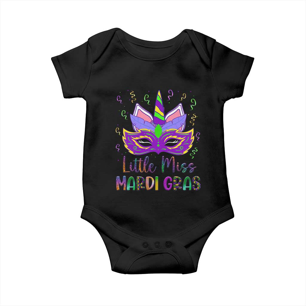 Mardi Gras Baby Onesie Little Miss Unicorn Cute Girl Women TS09 Black Print Your Wear