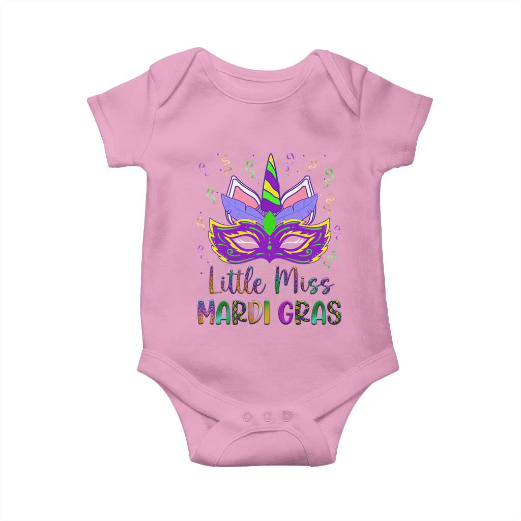 Mardi Gras Baby Onesie Little Miss Unicorn Cute Girl Women TS09 Light Pink Print Your Wear