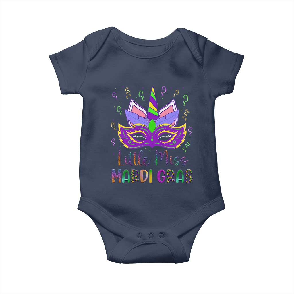 Mardi Gras Baby Onesie Little Miss Unicorn Cute Girl Women TS09 Navy Print Your Wear