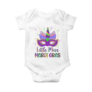 Mardi Gras Baby Onesie Little Miss Unicorn Cute Girl Women TS09 White Print Your Wear