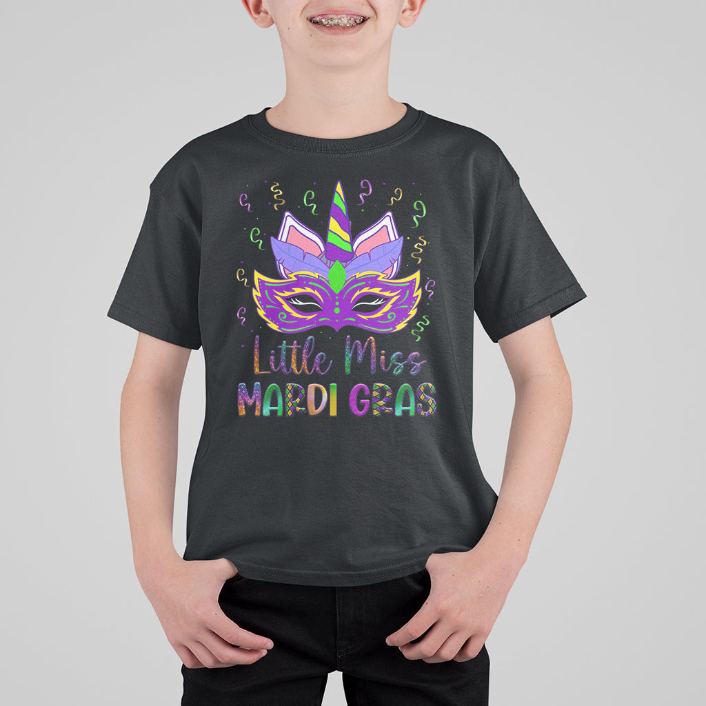 Mardi Gras T Shirt For Kid Little Miss Unicorn Cute Girl Women TS09 Black Printyourwear