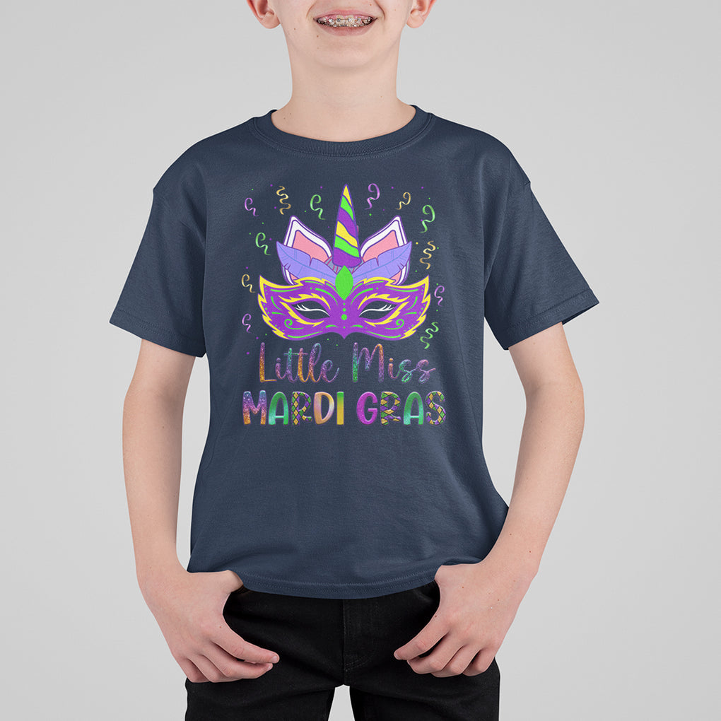 Mardi Gras T Shirt For Kid Little Miss Unicorn Cute Girl Women TS09 Navy Printyourwear