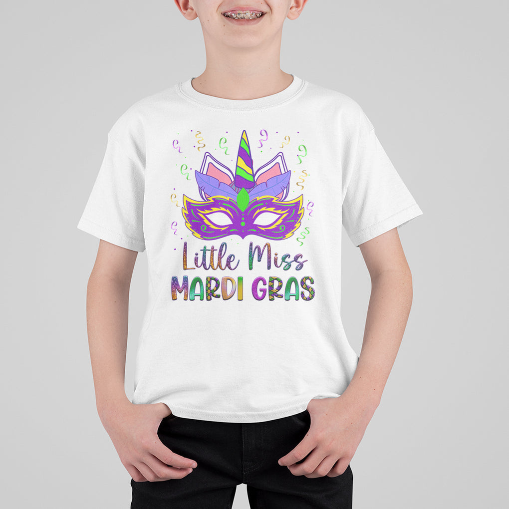 Mardi Gras T Shirt For Kid Little Miss Unicorn Cute Girl Women TS09 White Printyourwear