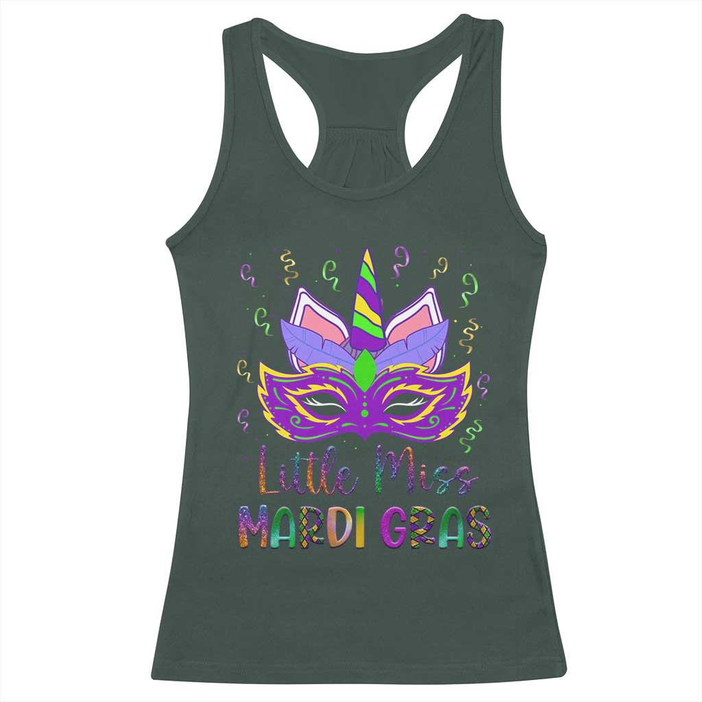 Mardi Gras Racerback Tank Top Little Miss Unicorn Cute Girl Women TS09 Dark Forest Green Print Your Wear