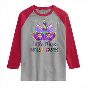 Mardi Gras Raglan Shirt Little Miss Unicorn Cute Girl Women TS09 Sport Gray Red Print Your Wear