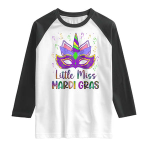 Mardi Gras Raglan Shirt Little Miss Unicorn Cute Girl Women TS09 White Black Print Your Wear