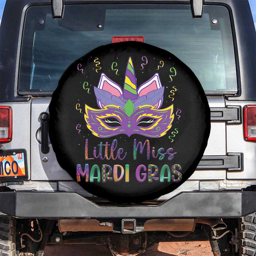 Mardi Gras Spare Tire Cover Little Miss Unicorn Cute Girl Women TS09 No hole Black Print Your Wear