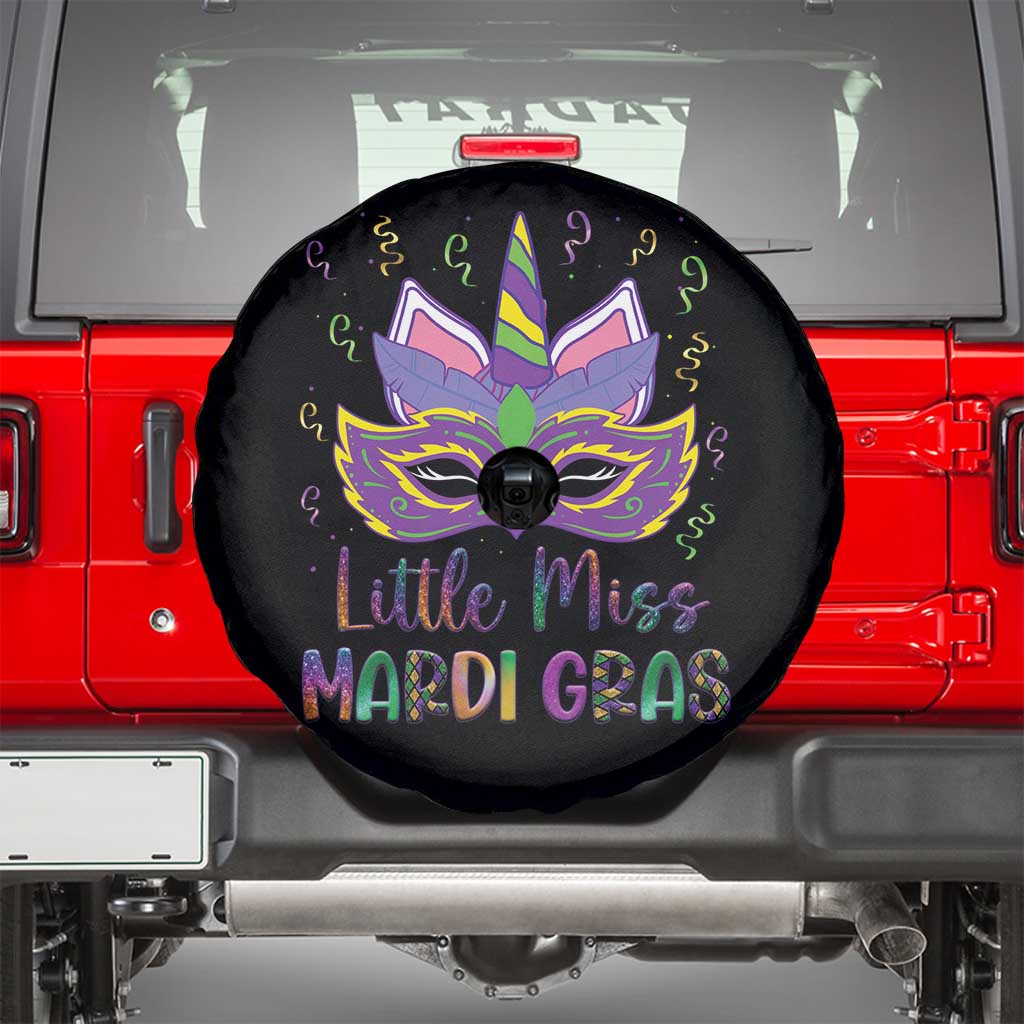 Mardi Gras Spare Tire Cover Little Miss Unicorn Cute Girl Women TS09 Black Print Your Wear