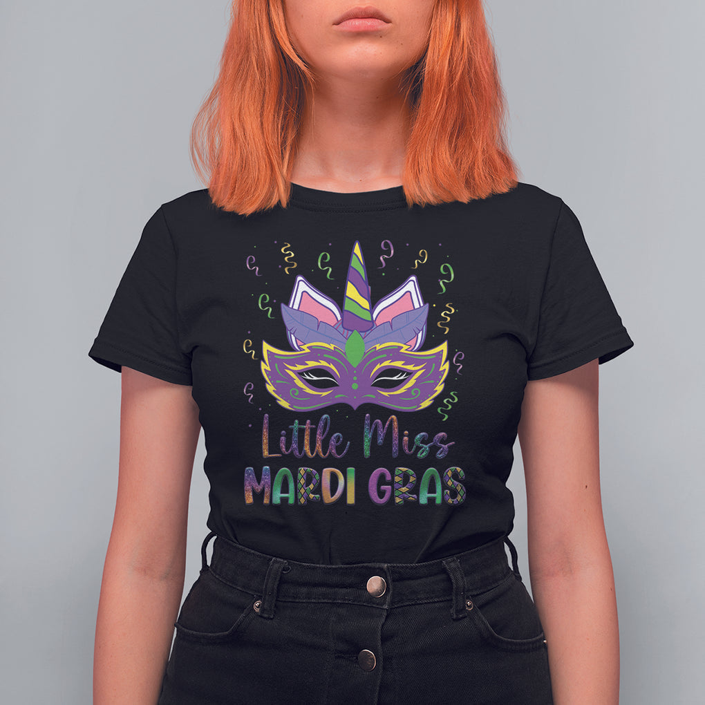 Mardi Gras T Shirt For Women Little Miss Unicorn Cute Girl Women TS09 Black Printyourwear